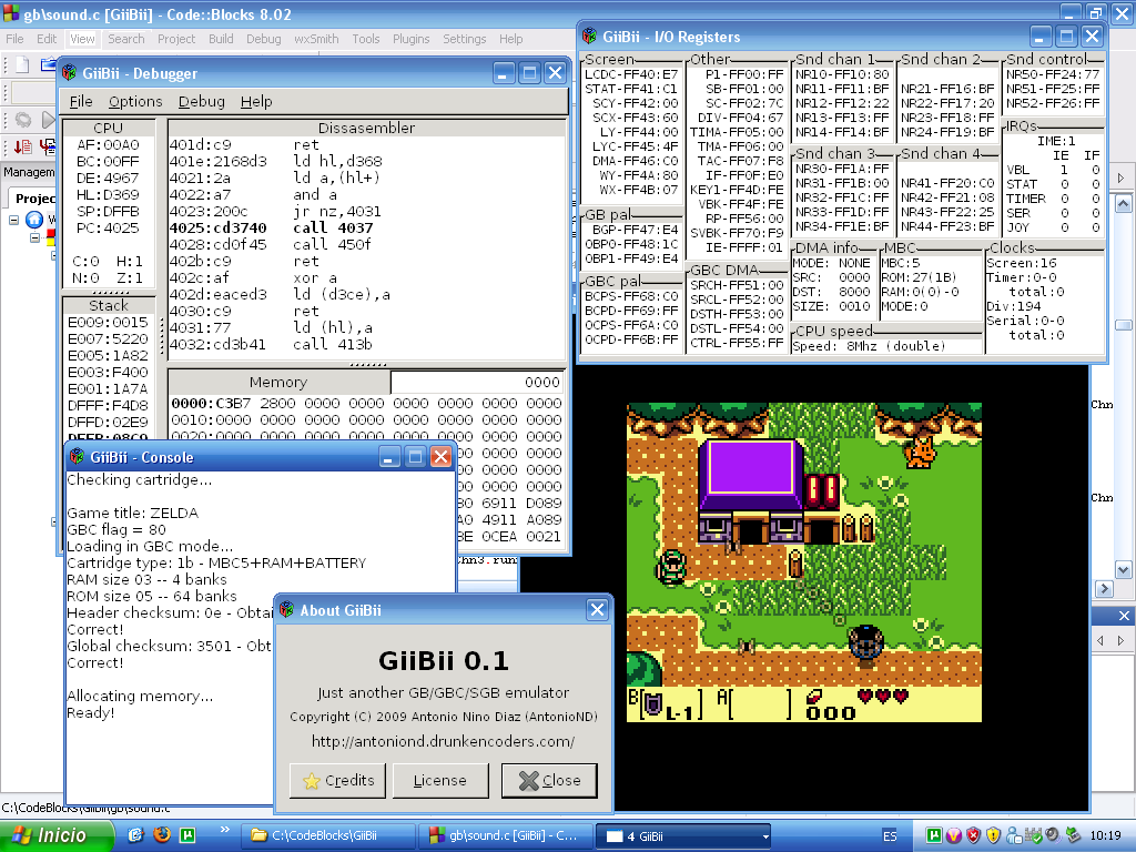 Screenshots of GiiBii v0.1